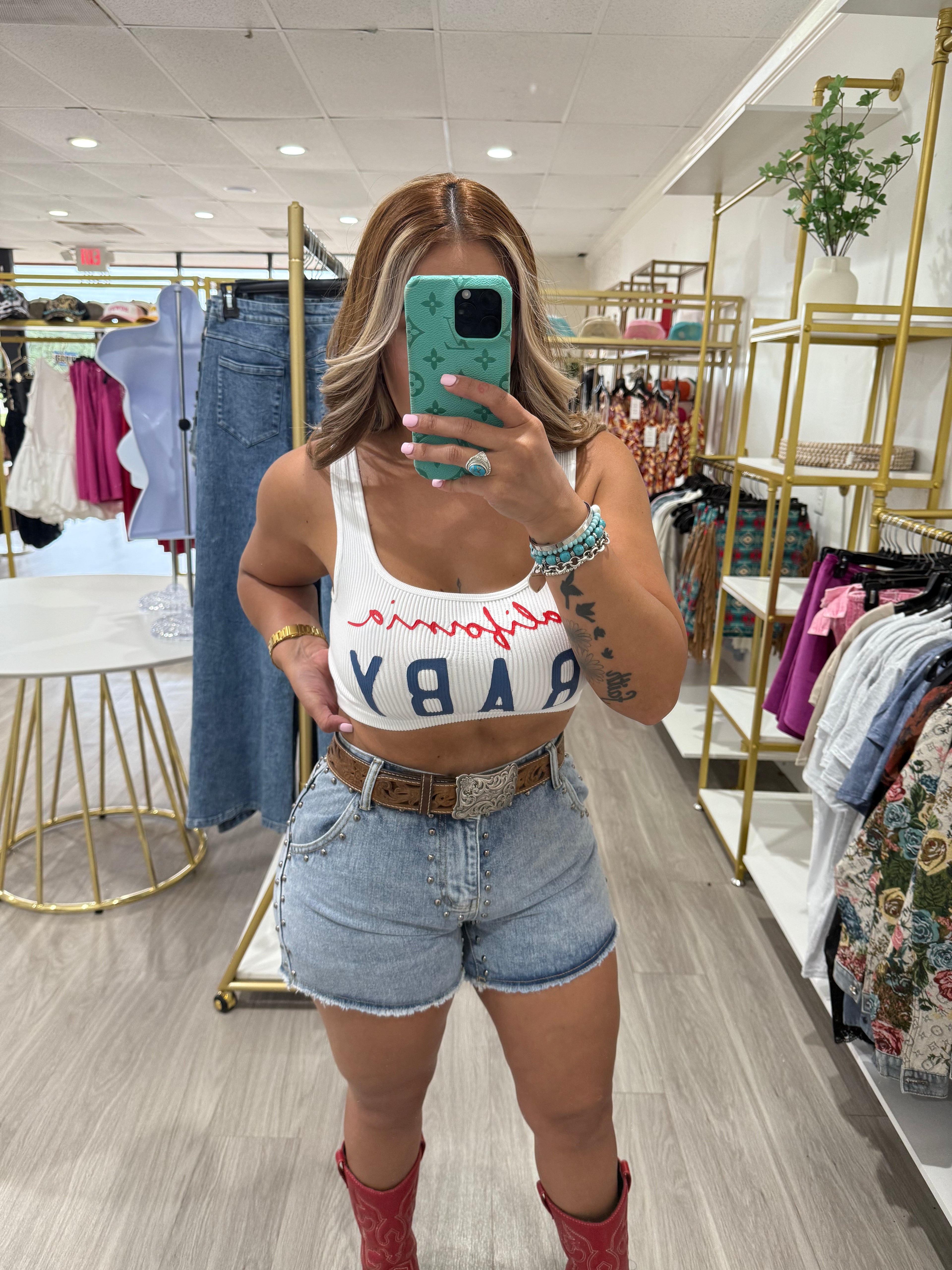 California baby crop top - white